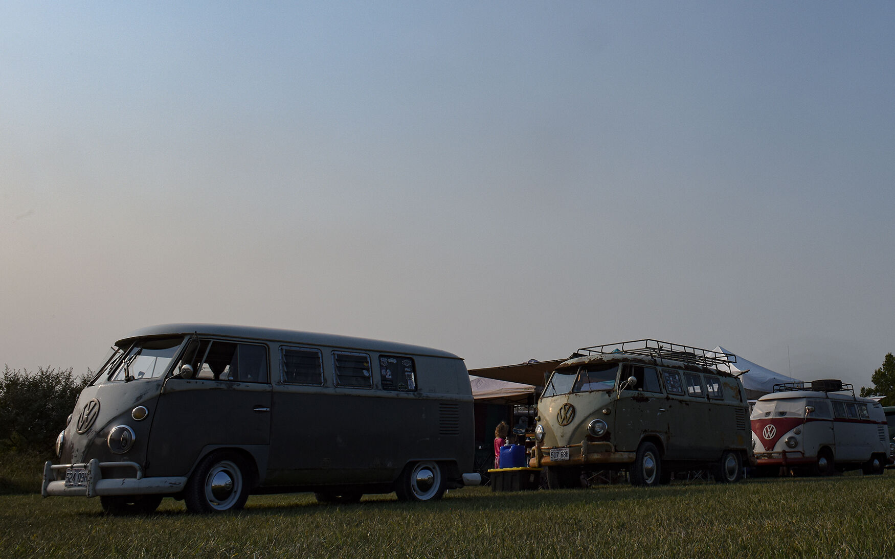 A line of Volkswagens cars parked together